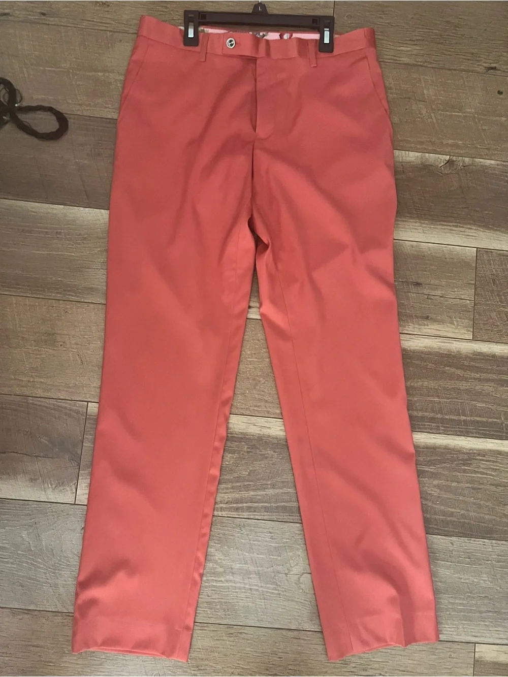 Men's Slim Straight Chinos in Coral